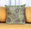 20" X 20" Green Floral Cotton Down Pillow