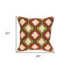 20" X 7" X 20" Handmade Transitional Red And Brown Pillow Cover With Poly Insert