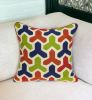 20" X 7" X 20" Handmade Transitional Red And Blue Pillow Cover With Poly Insert