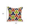 20" X 7" X 20" Handmade Transitional Red And Blue Pillow Cover With Poly Insert