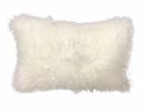 17" Bright White Genuine Tibetan Lamb Fur Pillow With Microsuede Backing