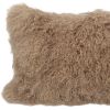 17" Beige Genuine Tibetan Lamb Fur Pillow With Microsuede Backing