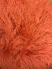 17" Orange Genuine Tibetan Lamb Fur Pillow With Microsuede Backing