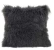 20" Charcoal Genuine Tibetan Lamb Fur Pillow With Microsuede Backing