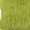 24" Lime Green Genuine Tibetan Lamb Fur Pillow With Microsuede Backing