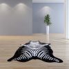 6 Ft Stenciled Reverse Zebra Cowhide Rug