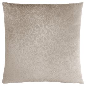 Set Of Two 18" X 18" Taupe Velvet Polyester Floral Zippered Pillow