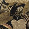 5' X 8' Midnight Black Hand Tufted Tropical Leaves Indoor Area Rug