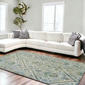 7' X 10'  Polypropylene Ivory Or Teal Area Rug