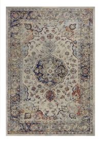 8' X 11' Ivory Machine Woven Floral Medallion Indoor Area Rug