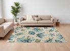 7' X 9'  Uv Treated Polypropylene Ivory Or Blue Area Rug