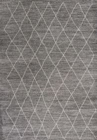 8' X 11' Grey Machine Woven Geometric Indoor Area Rug