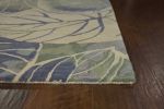 5' X 8' Blue Green Hand Tufted Caladium Indoor Area Rug