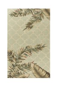 5' X 8' Sage Green Hand Tufted Tropical Quatrefoil Indoor Area Rug