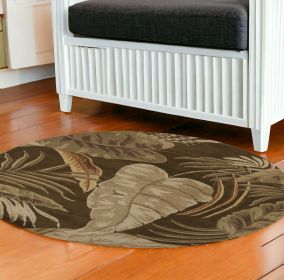 7' Round Wool Mocha Area Rug