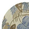 8' Ivory Blue Hand Tufted Tropical Leaves Round Area Rug