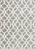 8' X 11' Grey Ivory Machine Woven Ogee Shag Area Rug