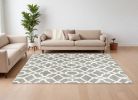 8' X 11' Grey Ivory Machine Woven Ogee Shag Area Rug