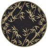 8' Black Hand Tufted Bordered Tropical Bamboo Round  Area Rug