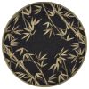 8' Black Hand Tufted Bordered Tropical Bamboo Round  Area Rug