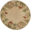 8' Ivory Round Wool Tropical Floral Hand Tufted Area Rug