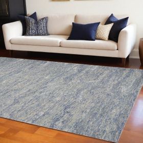 9' X 12' Ocean Blue Hand Tufted Abstract Area Rug