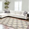 8' X 11' Ivory Grey Hand Tufted Geometric Chain Pattern  Area Rug