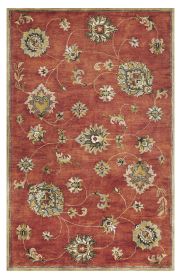 8' X 11' Sienna Orange Hand Tufted, Floral Area Rug