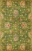 8' X 11' Green and Ivory Wool Floral Handmade Area Rug