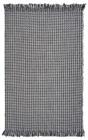 9' X 12' Grey Hand Woven Houndstooth W/Braided Fringe Indoor Area Rug