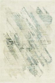 9' X 13' Ivory Grey Machine Woven Abstract Brushstroke Area Rug