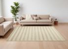 8' X 10' White Ivory Hand Woven Knobby Cornish Stripe Area Rug