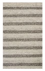 8' X 10' Grey White Hand Woven Knobby Stripes Area Rug