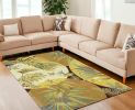 8' X 10' Coral Red Ivory Hand Tufted Tropical Leaves Area Rug