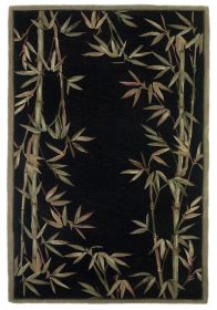 8' X 10' Black Hand Tufted Bordered Bamboo Area Rug