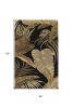 8' X 11' Midnight Black Hand Tufted Tropical Leaves Area Rug