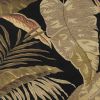 8' X 11' Midnight Black Hand Tufted Tropical Leaves Area Rug