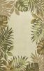 8' X 11' Ivory Hand Tufted Bordered Tropical Leaves Area Rug