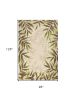 8' X 11' Ivory Hand Tufted Bordered Tropical Leaves Area Rug