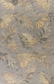 8' X 11' Grey Hand Tufted Tropical Palms Area Rug