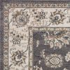 9' X 12' Grey Ivory Bordered Floral Area Rug