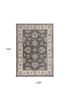 9' X 12' Grey Ivory Bordered Floral Area Rug