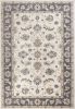 9' X 12' Ivory Grey Bordered Floral Area Rug