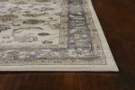 9' X 12' Ivory Grey Bordered Floral Area Rug