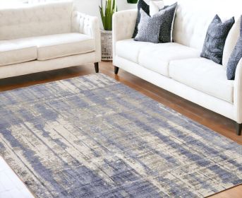 7' X 10'  Viscose Grey Or  Blue Area Rug