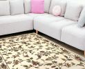 10' X 13' Ivory Machine Woven Floral Vines Area Rug