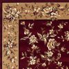 10' X 13' Red Beige Machine Woven Floral Traditional Area Rug