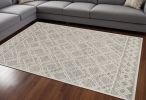 9' X 12' Sand Beige Hand Tufted Diamond Pattern Area Rug