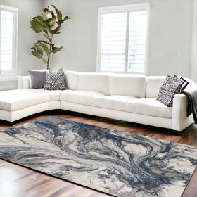 10' X 13' Grey Machine Woven Abstract Watercolor Area Rug