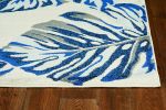 10' X 13' Grey Blue Machine Woven Tropical Leaves Area Rug